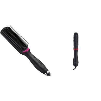 Revlon Hair Straightening and Styling Brush | Great for Second Day Styling (4-1/2 in) & One Step Root Booster Round Brush Dryer and Hair Styler | Fight Frizz and Add Volume, (1-1/2 in)