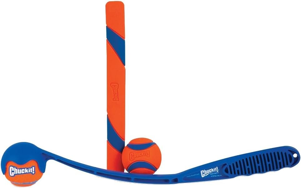 Chuckit! Fetch Pack - Dog Toys Indestructible Launcher, 18M, Tennis Ball & Ultra Rubber Ball Fetch Stick, Orange and Blue - Image 6