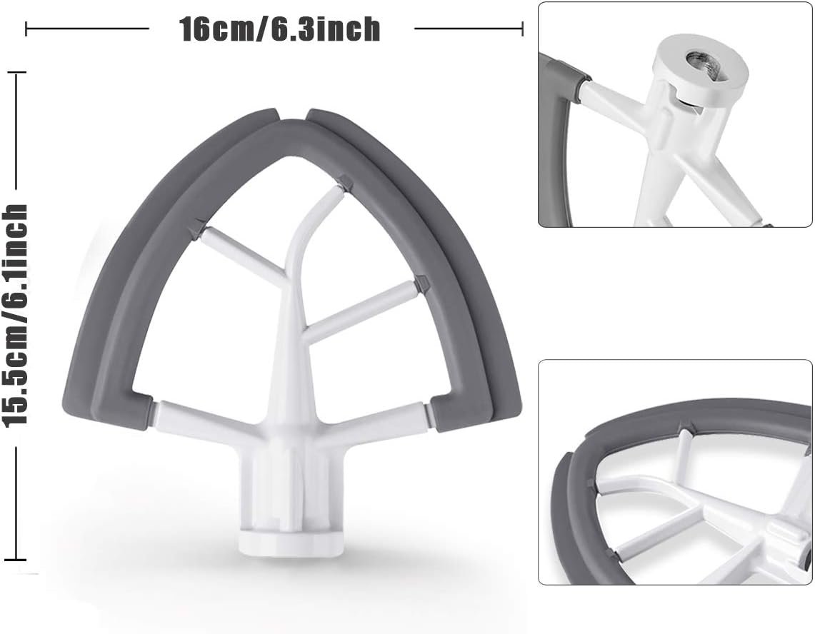 Flex Edge Beater for KitchenAid,Mixer Attachement Compatible With KitchenAid,Mixer Accessory,Fits Tilt-Head Stand Mixer Bowls For 4.5-5 Quart Bowls,Beater With Silicone Edges,Grey - Image 2
