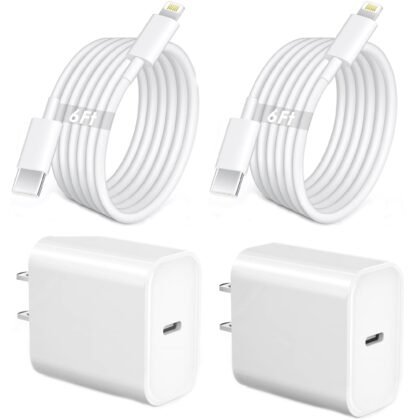 iPhone Fast Charger,Phone 14 13 12 11 Fast Charger USB C Wall Charger with 2-Pack 6FT Fast Charging Cable Compatible with iPhone 14/14 Pro/14 Pro Max/i Phone 13pro/12/11/X/8/7/6/iPad Pro/Mini/AirPods