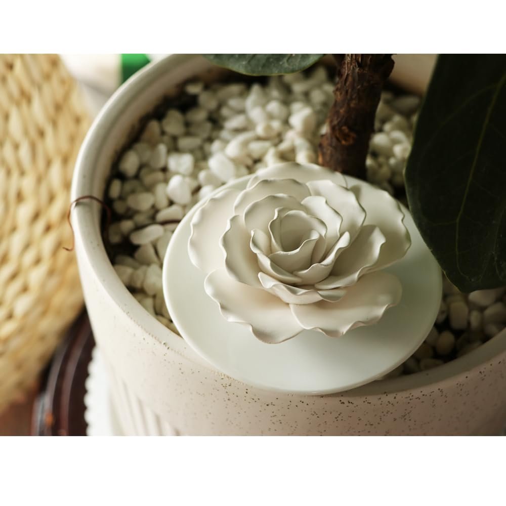 Passive Diffuser for Essential Oil-Ceramic Diffuser Non Electric Oil Diffusers for Small Mini Room, Desk Decorative, Bathroom (White Hibiscus) - Image 6