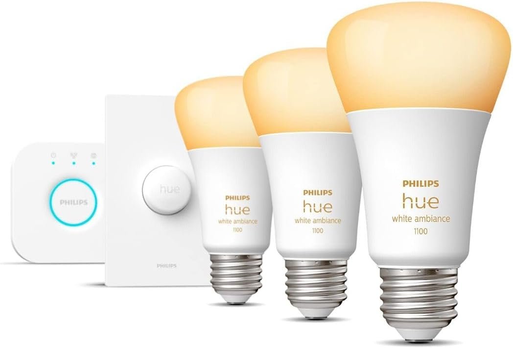 Philips Hue White Ambiance Base Lumen (60W) Smart Button Starter Kit, 16 Millions Colors, Works with Amazon Alexa, Google Assistant, Apple HomeKit 60 Watt (Old Version) - Image 3