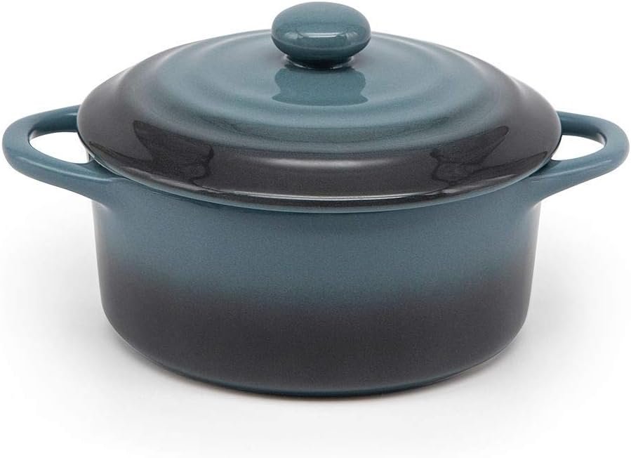 Kook Ceramic Mini Cocotte Set, Small Casserole Dishes with Lids and Handles, Individual Baking Ramekins, Oven, Microwave & Dishwasher Safe, Stoneware, 12 oz, Set of 4 (Stone Ombre) - Image 3