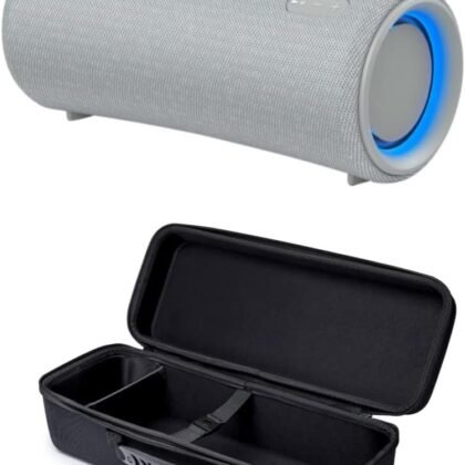Sony SRS-XG300 X-Series Wireless Portable-Bluetooth Party-Speaker (Light Gray) Bundle with Hard Travel Case (2 Items)