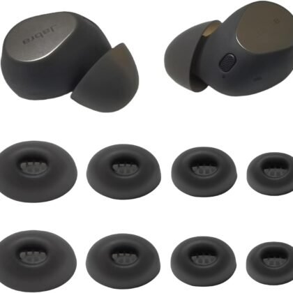 Luckvan Replacement Ear Tips for Jabra Elite 10 Silicone Earbuds Tips Jabra Earbuds Elite 10 Gen 2 Rubber Tips 4 Pairs, Black
