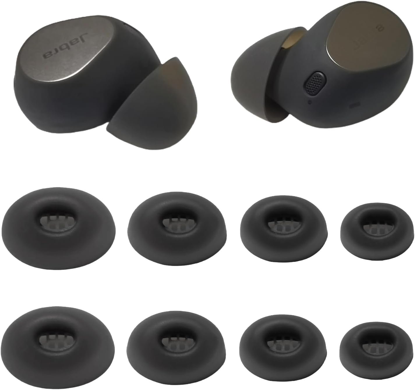 Luckvan Replacement Ear Tips for Jabra Elite 10 Silicone Earbuds Tips Jabra Earbuds Elite 10 Gen 2 Rubber Tips 4 Pairs, Black
