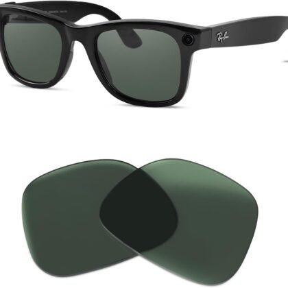 Replacement Polarized Lenses for Ray-Ban Meta Wayfarer RW4008 & Gen 2 RW4012 Large (53-22), Smart Glasses Lenses Men Women