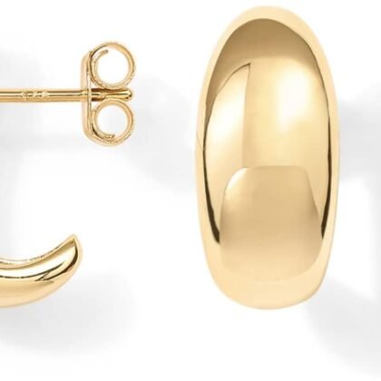 PAVOI 14K Gold Plated 925 Sterling Silver Post Huggie Earrings | Gold Dome Huggie Hoop Earrings for Women