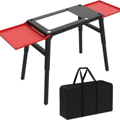 Adjustable Griddle Stand with Side Shelf for Blackstone 17" or 22" Table Top Griddle, Adjustable Griddle Table with Carry Bag Grill Accessories for Outdoor Cooking and Camping