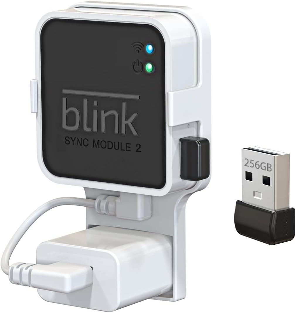 256GB Blink USB Flash Drive, with Outlet Wall Mount for Sync Module, Space-Saving Mount Bracket Holder for Blink Outdoor/Indoor Security System (Sync Module 2 is NOT Included),1Pack