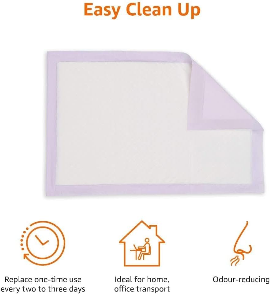 Amazon Basics Cat Litters Pee Pads, 40 Count, Universal Fit for Litter Box, Odor Control with Fresh Scent, Purple and White - Image 3