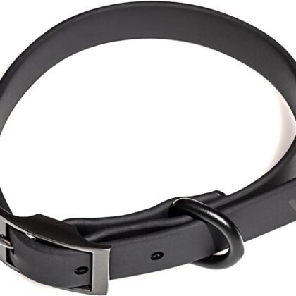 Wild One Dog Collar, Easy-Clean, All Weather Flex-Poly Strap with Metal, Durable, Dirt and Odor Resistant (Black, S)