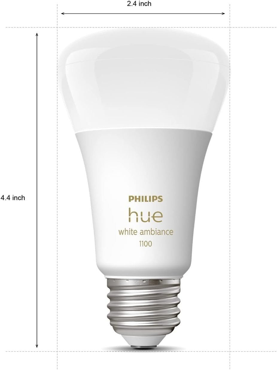 Philips Hue White Ambiance Base Lumen (60W) Smart Button Starter Kit, 16 Millions Colors, Works with Amazon Alexa, Google Assistant, Apple HomeKit 60 Watt (Old Version) - Image 4