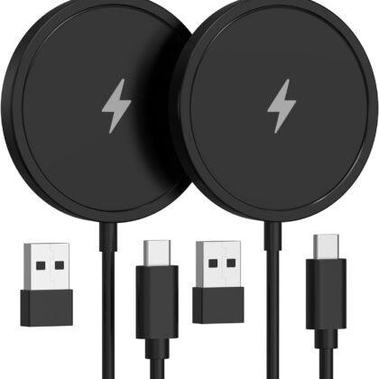 Magnetic Wireless Charger for iPhone, 15W Fast Mag Safe Charger 2 Pack Charging Pad Compatible with iPhone 17/16/15/14/13/12 Series and Air - Pods 3/2/Pro 2/Pro, Black