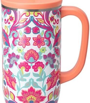 Swig Life 30oz Mega Mug, 30oz Tumbler with Handle and Straw, Large Insulated Tumblers, Cup Holder Friendly Travel Mug, Stainless Steel 30 oz Tumbler, Reusable Insulated Water Bottle (Flourish)