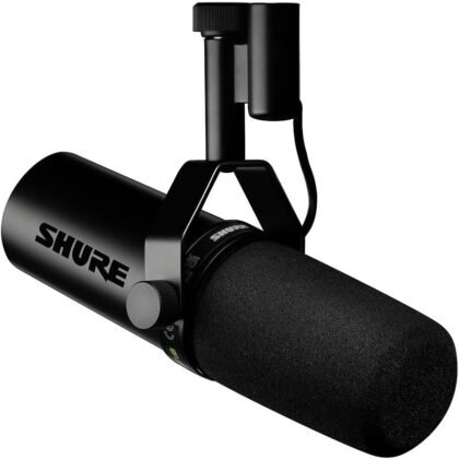 Shure SM7dB Dynamic Vocal Microphone with Built-in Preamp – Studio Mic for Streaming, Podcasting, and Recording – Smooth Sound, Wide Frequency Range, Rugged Build, Windscreen Included, Black