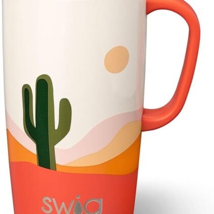 Swig Life 22oz Travel Mug, Insulated Tumbler with Handle and Lid, Cup Holder Friendly, Dishwasher Safe, Stainless Steel, Travel Coffee Cup, Insulated Mug with Lid (Boho Desert)