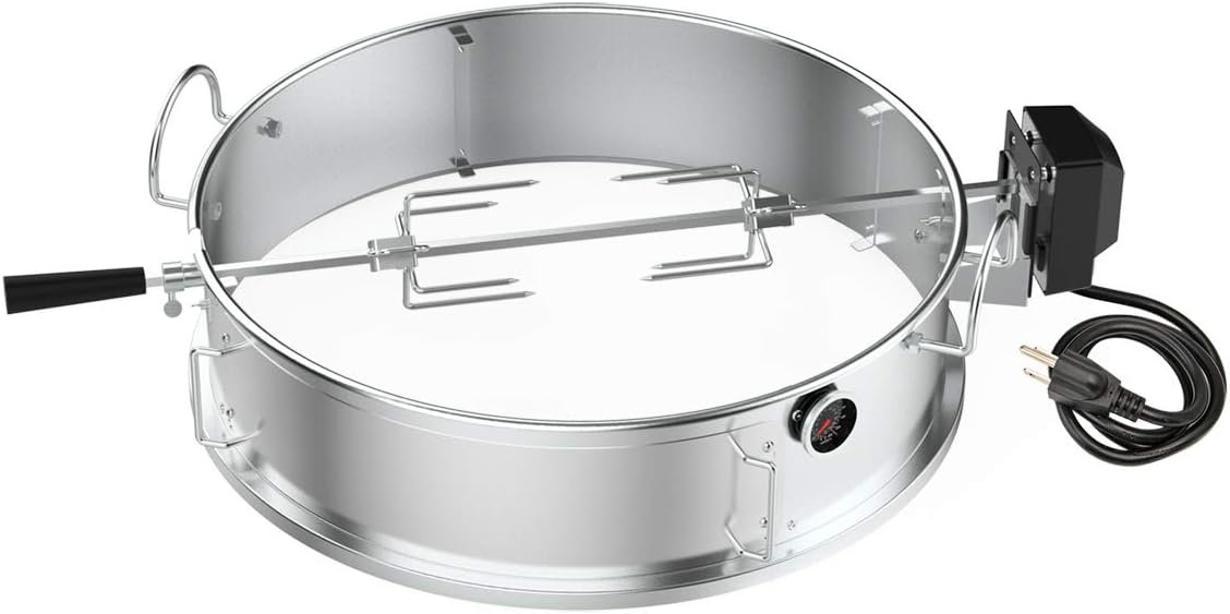 onlyfire Stainless Steel Multi-purpose Rotisserie and Pizza Combo Kit for Weber 22-Inch Kettle Charcoal Grills - Include Pizza Peel and Pizza Stone - Image 8
