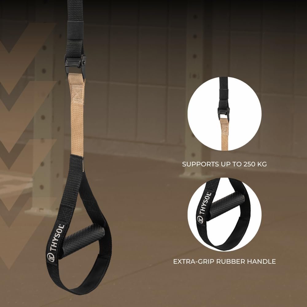 THYSOL® Resistance Trainer Pro Xtreme Straps Army | Sling Trainer Set with Adjustable Door Anchor | Fitness Home Workouts - Suitable for Travelling & for Training Indoor & Outdoor - Image 2