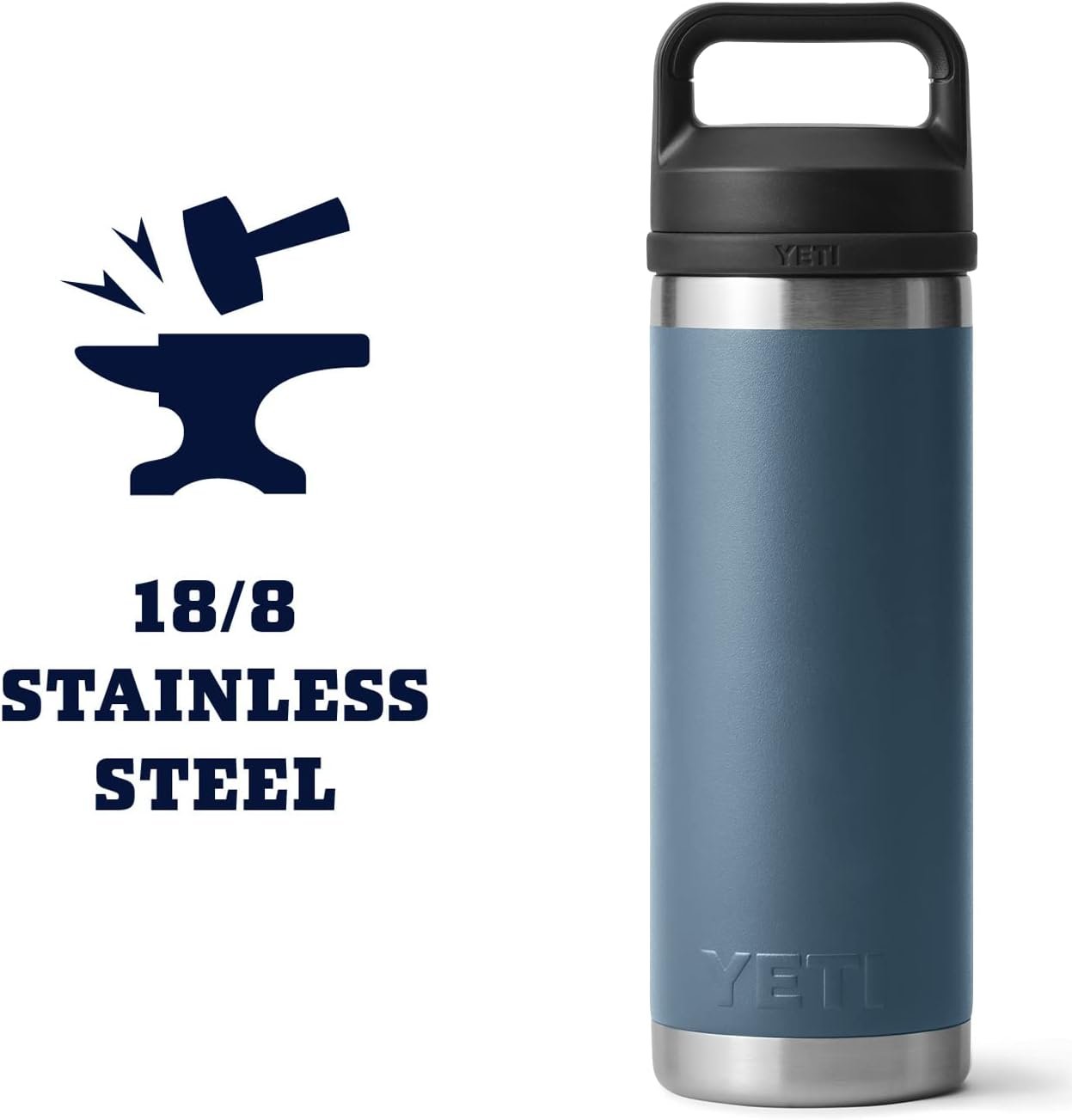 YETI Rambler 18 oz Bottle, Leakproof, Vacuum Insulated, Stainless Steel with Chug Cap, Nordic Blue - Image 6