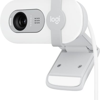 Logitech Brio 100 Full HD 1080p Webcam for Meetings and Streaming, Auto-Light Balance, Built-in Mic, Privacy Shutter, USB-A, for Microsoft Teams, Google Meet, Zoom and More - Off White (Renewed)