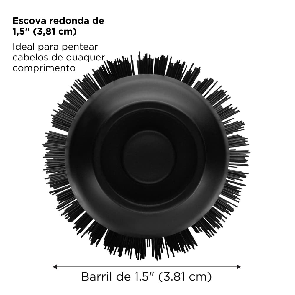 REVLON One-Step Root Booster Round Blow Dryer Brush and Hair Styler - Revive Styles, Boost Roots, and Add Volume to hair with this Hot Air Brush, 1 ½ inch Barrel (Black) - Image 7