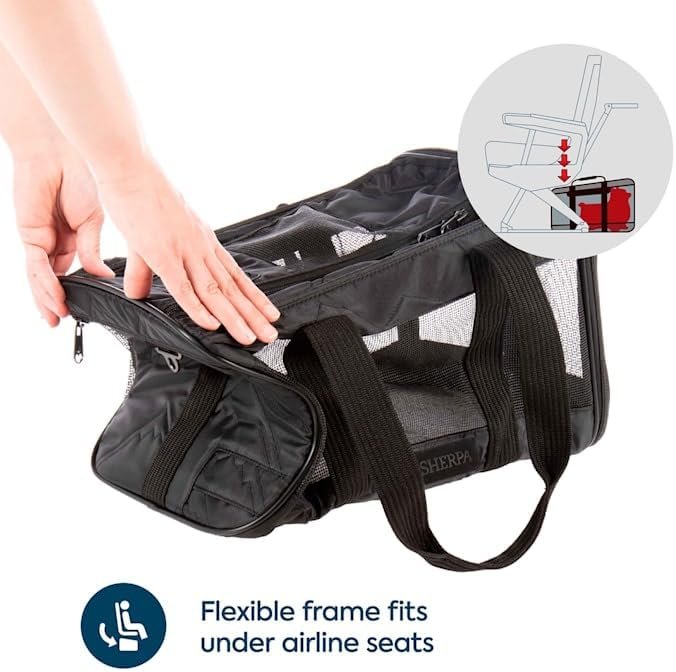 Sherpa Deluxe Guaranteed On Board Soft Sided Dog & Cat Carrier, Black, Medium - Image 4