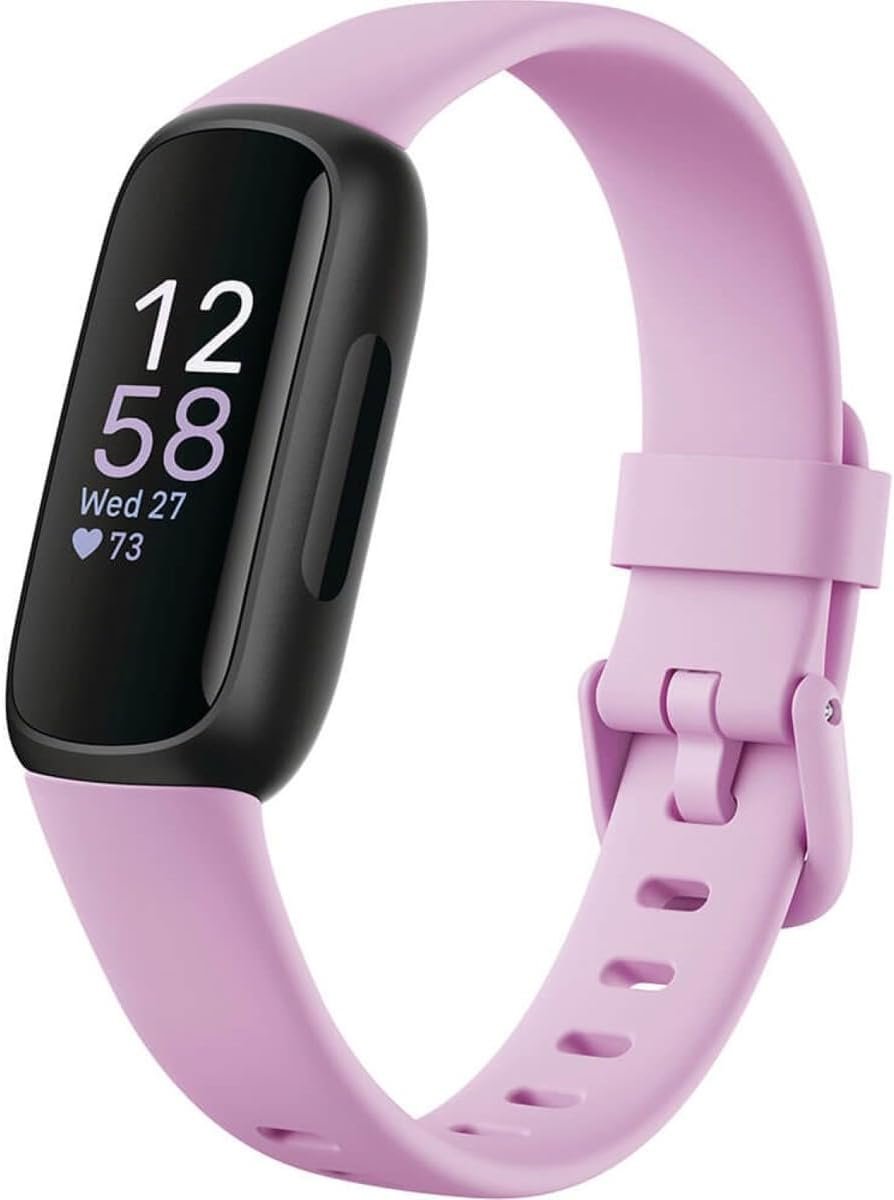Fitbit Inspire 3 Health &-Fitness-Tracker with Stress Management, Workout Intensity, Sleep Tracking, 24/7 Heart Rate and more, Lilac Bliss/Black, One Size (S & L Bands Included)