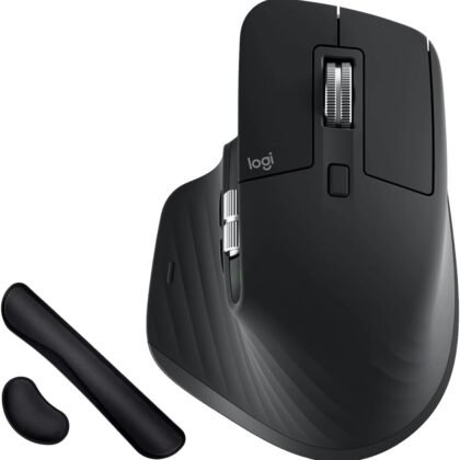 Logitech 910-006556 MX Master 3S Performance Wireless Mouse Black Bundle with Deco Essentials Keyboard and Mouse Gel Memory Foam Wrist Pads