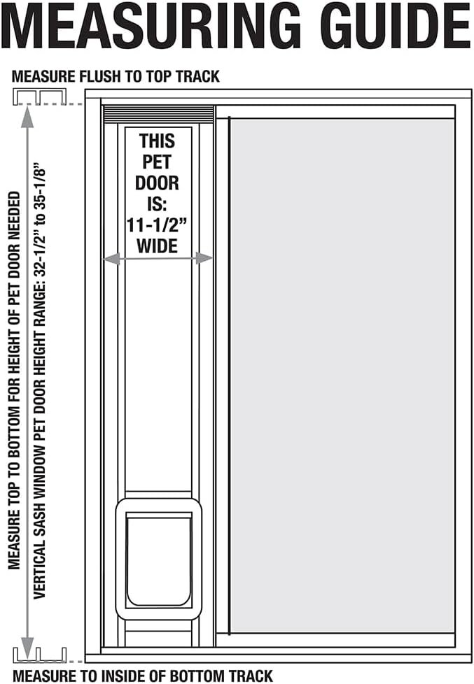 Ideal Pet Products Aluminum Vertical Sash Window Pet Door, Adjustable Sizes to Fit Window Heights from 32-1/2" to 35-1/8”, Chubby Kat 7-1/2” x 10-1/2” Flap Size - Image 2