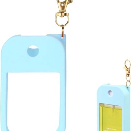 Hand Sanitizer Spray Case Compatible with Touchland Power Mist 1 oz – Silicone Case with Keychain for Touch Land Mist 1 fl oz（30 ml）, Hand Sanitizer Accessory for 1 fl oz (Blue, 1 Pack)
