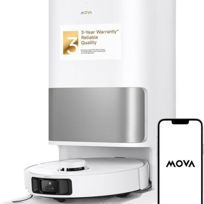 Mova P10 Pro Ultra Robot Vacuum and Mop 13,000Pa Suction, 140°F Hot Water Auto Mop Washing & Drying, Dual Spinning Extenable Mop,10.5mm Lifting for Carpet, 360°Obstacle Avoidance, App Control