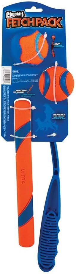 Chuckit! Fetch Pack - Dog Toys Indestructible Launcher, 18M, Tennis Ball & Ultra Rubber Ball Fetch Stick, Orange and Blue - Image 3