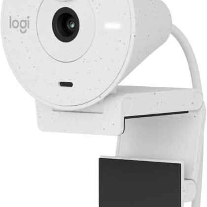 Logitech Brio 300 Full HD Webcam with Privacy Shutter, Noise Reduction Microphone, USB-C, certified for Zoom, Microsoft Teams, Google Meet, Auto Light Correction - Off White