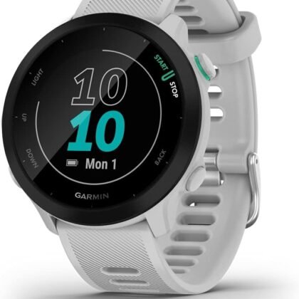 Garmin Forerunner 55, GPS Running Watch with Daily Suggested Workouts, Up to 2 Weeks of Battery Life, White