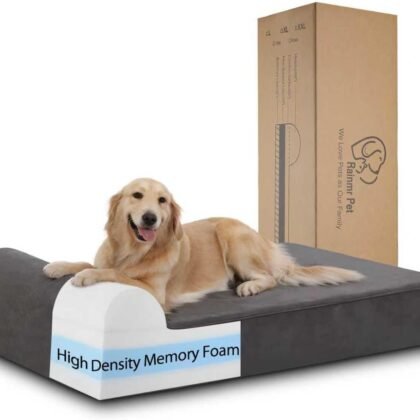 Orthopedic Dog Beds for Large Dogs, 7" Memory Foam Dog Beds with Waterproof Liner, Chew Proof Microsuede Cover, Removable and Washable, Nonskid Bottom, 48"x30"x7" L Grey