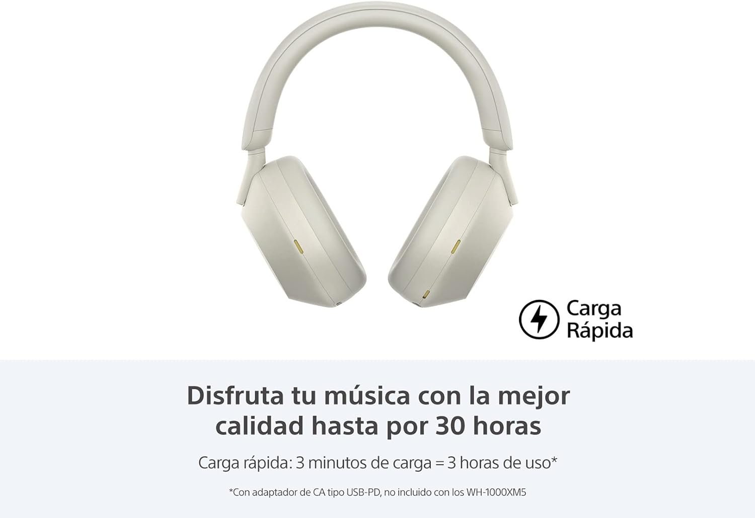 Sony WH-1000XM5 Noise Canceling Wireless Headphones - 30hr Battery Life - Over-Ear Style - Optimized for Alexa and Google Assistant - Built-in mic for Calls - Silver International Version - Image 2