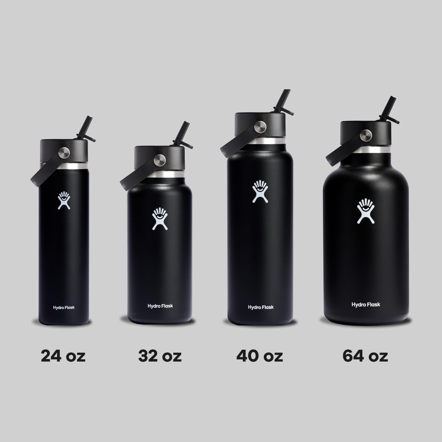 Hydro Flask Water Bottle - Insulated Stainless Steel - Wide Straw Lid, Non Spill, Leakproof in 32 Oz Black - Image 8