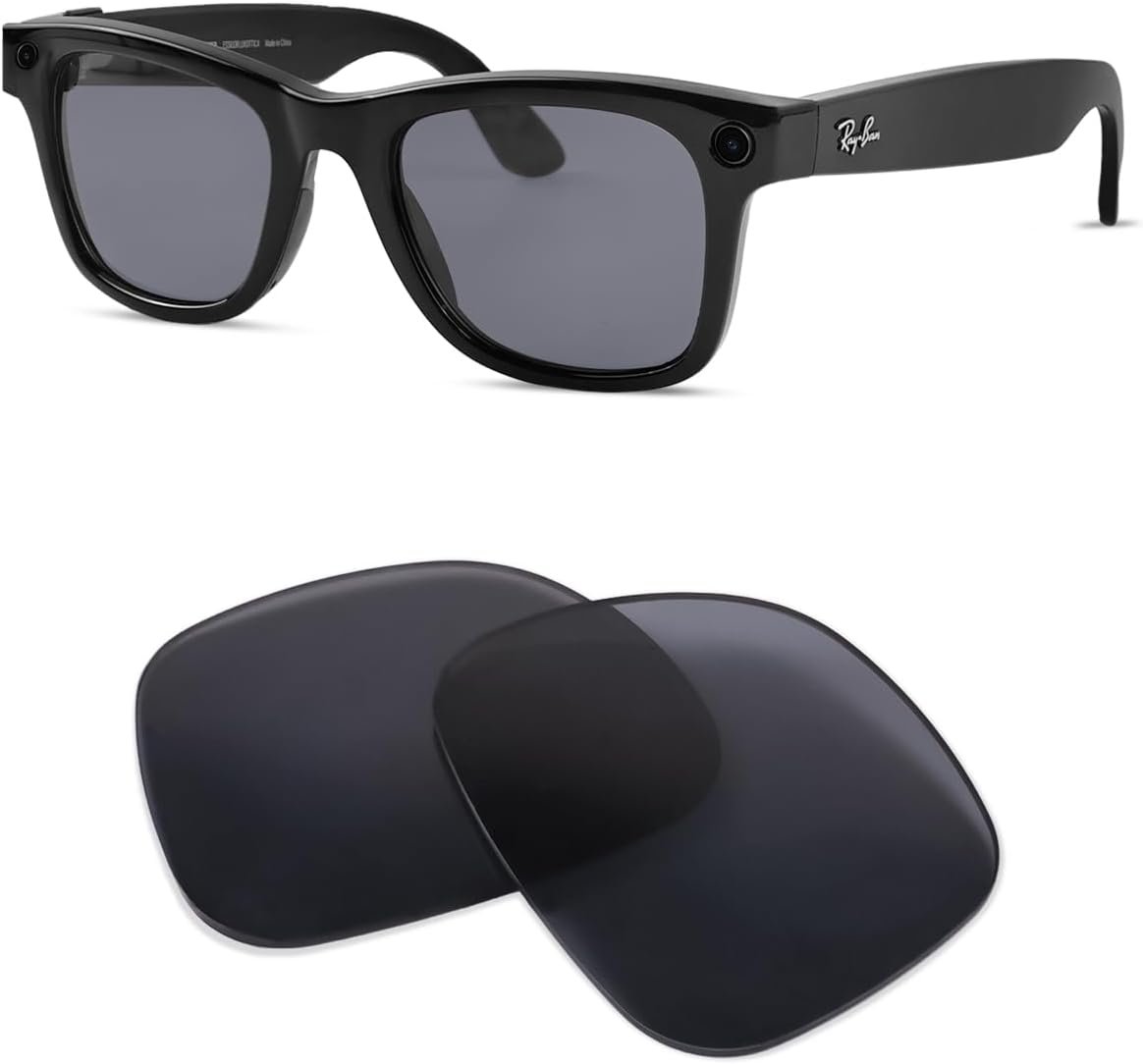 Replacement Polarized Lenses for Ray-Ban Meta Wayfarer RW4008 & Gen 2 RW4012 Large (53-22), Smart Glasses Lenses Men Women