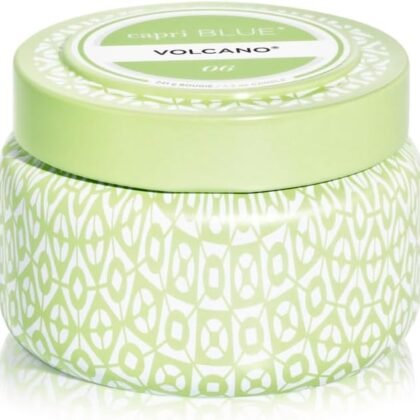 Capri Blue Volcano Scented Candles - Printed Travel Tin - Blended Soy Candles for Home Scented with Tropical Fruits & Sugared Citrus - Spring Home Decor (Iced Matcha Green Color, 8.5 oz)