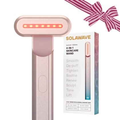 Solawave 4-in-1 Red Light Therapy Wand for Face & Neck | Beauty Device with Galvanic Current, Massager & Warmth | Anti-Aging, Wrinkle Reduction, Skin Tightening, Depuffing & Rejuvenation (Ombre)