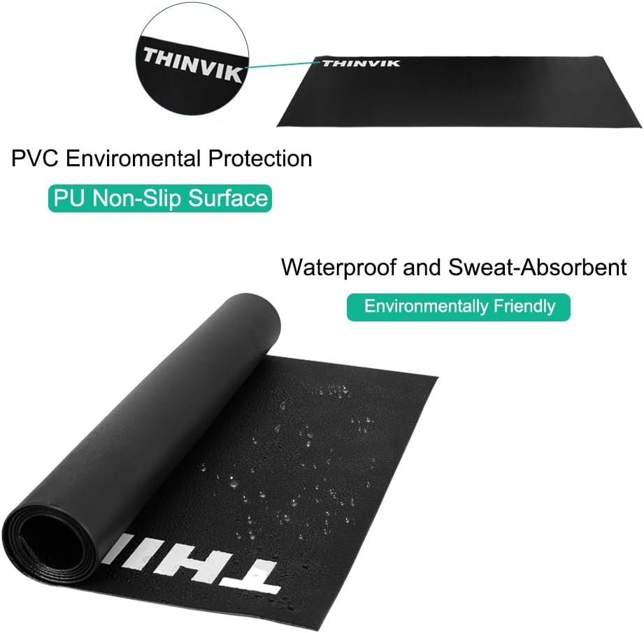Thinvik Bike Mat for Peloton Spinning Bike & Wahoo Kickr 30×60in /30×72in Bicycle Trainer Mat for Cycleops Rowe Indoor Cycling Exercise Stationary Bike mat with Stone Texture 4mm/6mm Thickness - Image 6