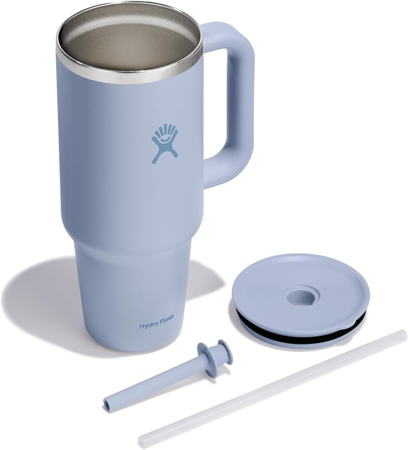 Hydro Flask Travel Tumbler with Handle, Lid and Straw - Insulated Stainless Steel in 40 Oz Surf Blue - Image 2