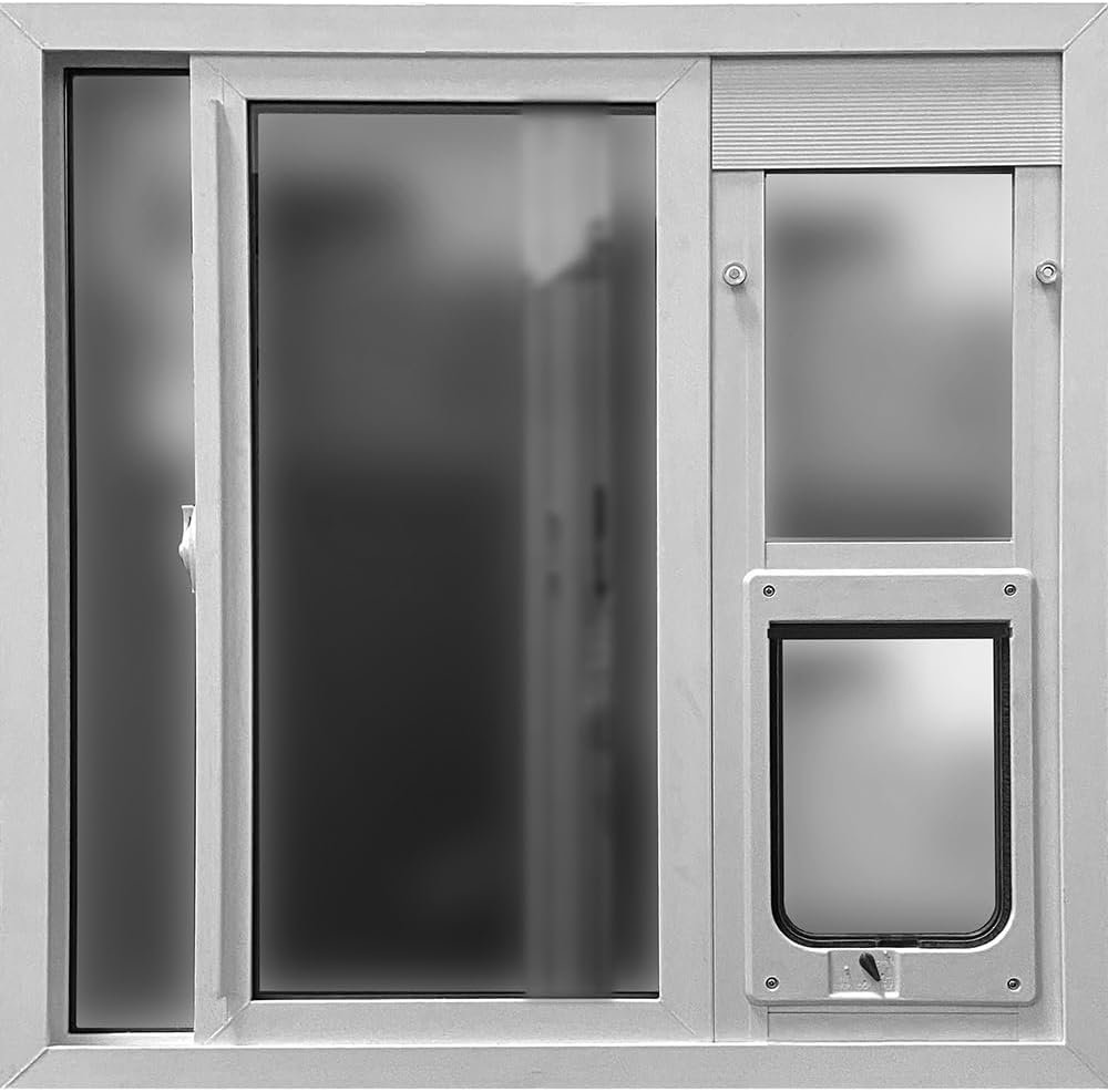 Ideal Pet Products Aluminum Vertical Sash Window Pet Door, Adjustable Sizes to Fit Window Heights from 32-1/2" to 35-1/8”, Chubby Kat 7-1/2” x 10-1/2” Flap Size - Image 3
