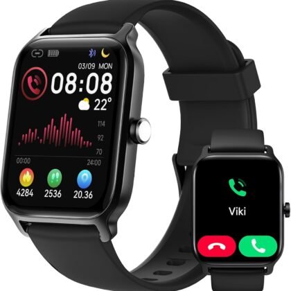 Smart Watch for Men, Alexa Built-in 1.85" HD Touchscreen Fitness Tracker with Bluetooth Call, 24/7 Heart Rate/Sleep/SpO2 Monitor, 100+ Sport Modes,2ATM Waterproof Smartwatch for Android iPhone(Black)