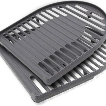 Hongso Matte Cast Iron Cooking Grate for Coleman Roadtrip Swaptop Grills LX LXE LXX, Non-Stick Camping Grill Grid, Half Grate of Coleman Roadtrip Parts, PCB012