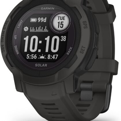 Garmin Instinct 2 Solar, Smaller-Sized Rugged Outdoor Watch with GPS, with Solar Charging Capabilities, Built for All Elements, Multi-GNSS Support, Tracback Routing and More, Graphite