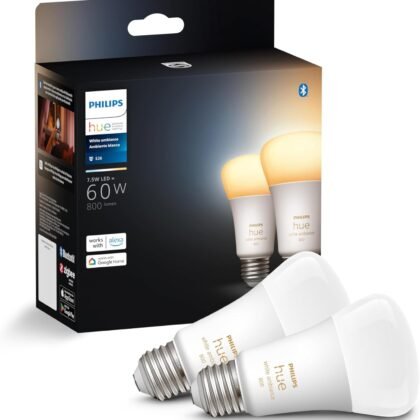 Philips Hue Smart 60W A19 LED Bulb - White Ambiance Warm-to-Cool White Light - 2 Pack - 800LM - E26 - Indoor - Control with Hue App - Works with Alexa, Google Assistant and Apple Homekit