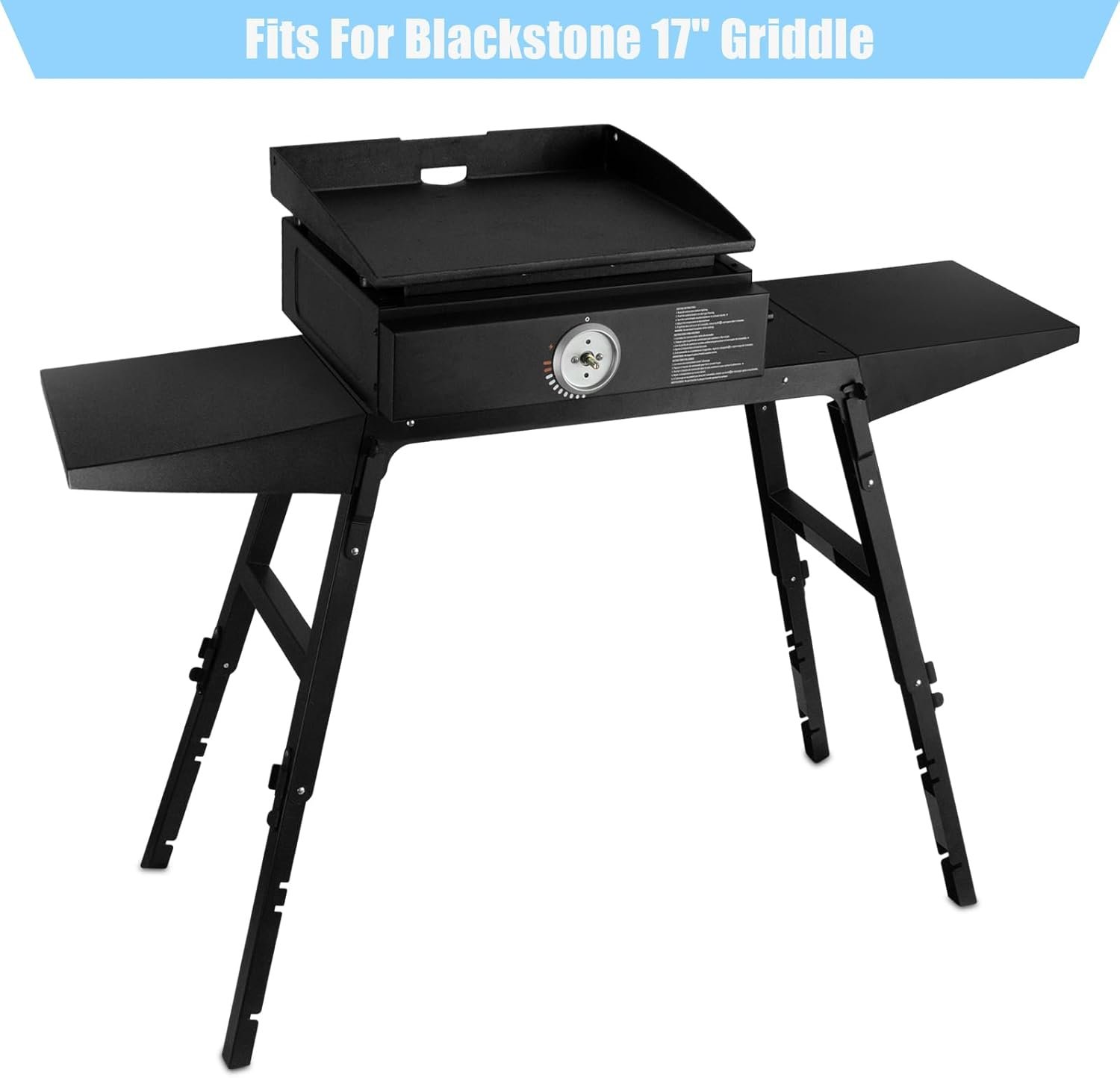 Universal Portable Griddle Stand - Grill Griddles Stand Fit for Blackstone 17” or 22” Propane Table Top Griddle with Two Side Shelf, Ideal for Outdoor Cooking & Camping - Image 2