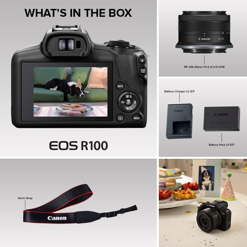 Canon EOS R100 Mirrorless Camera RF-S18-45mm F4.5-6.3 is STM Lens Kit, 24.1 Megapixel CMOS (APS-C) Sensor, 4K Video, RF Mount, Black - Image 7